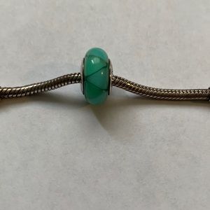 Authentic Pandora Retired Green/Teal Murano Glass Bead. Rare!